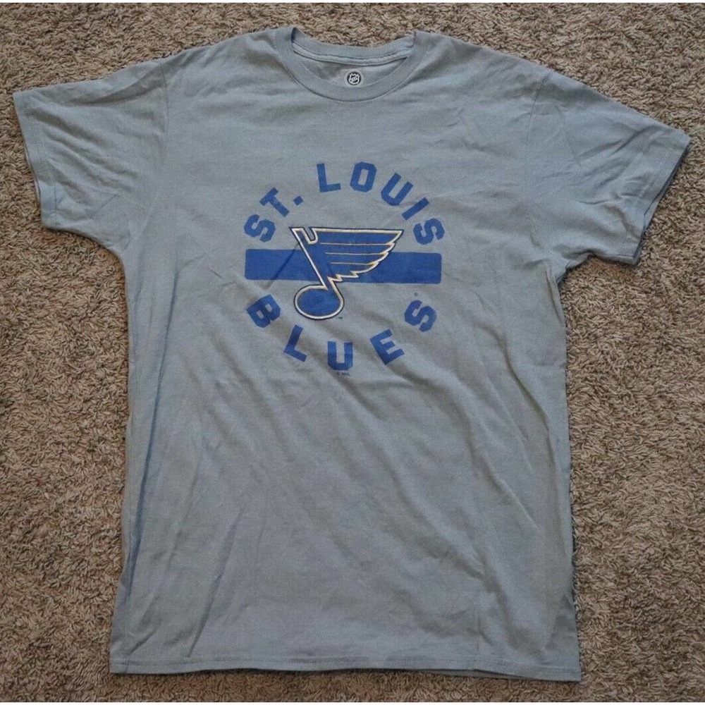 NHL St. Louis Blues Print Logo Grey Crew Neck Short Sleeve T-shirt Size M